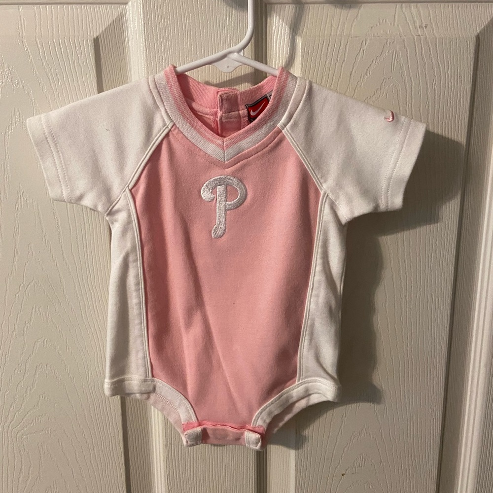 Nike Philadelphia Phillies pink and white onesie